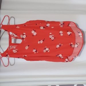 Red and floral tank top